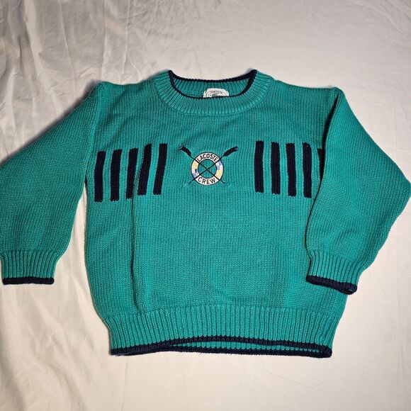 Vtg 1990s Chemise Lacoste Crew Sweater Toddler 3T Green Preppy Sailing - Picture 1 of 4